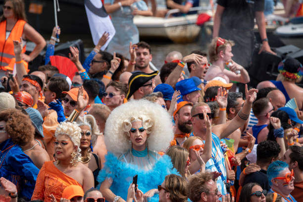 Queer And Sober Gaypride Canal Boat Parade At Amsterdam The Netherlands 3-8-2024