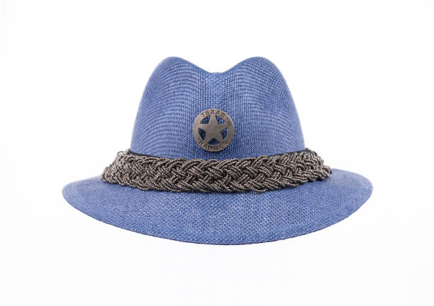 blue cowboy sheriff hat isolated on white background