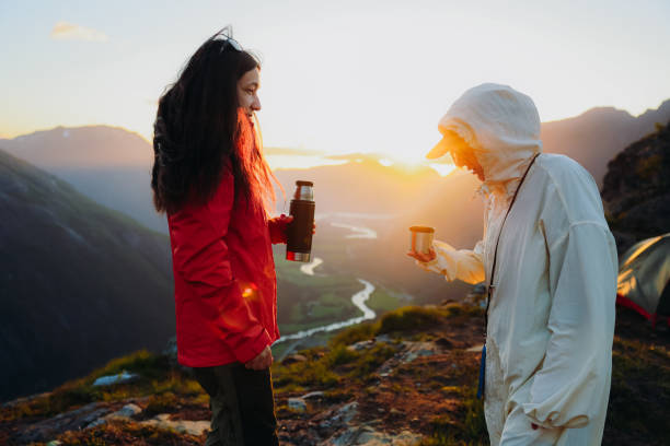 Coffee Time Together With Idyllic Sunset Views in the Wilderness