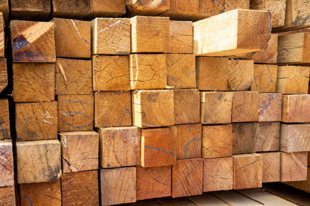 istock Planed wooden beams for construction close-up 2168204474