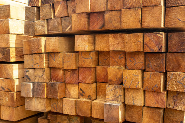 istock Planed wooden beams for construction close-up 2168204553