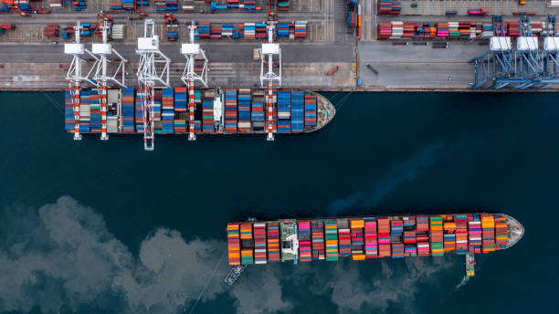 istock Aerial view container ship, Global business commercial freight shipping logistic import export transportation by container ship, Container ship industrial cargo business logistic freight forwarder. 2168206089