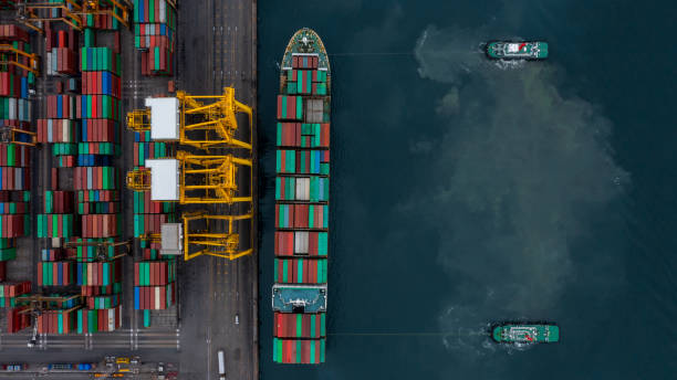 istock Aerial view container ship, Global business commercial freight shipping logistic import export transportation by container ship, Container ship industrial cargo business logistic freight forwarder. 2168206124