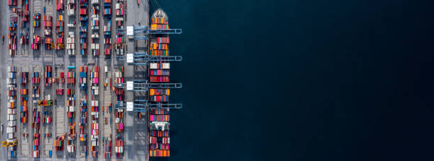 istock Aerial view container ship, Global business commercial freight shipping logistic import export transportation by container ship, Container ship industrial cargo business logistic freight forwarder. 2168206125