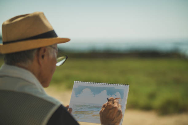 Photographing Asian senior men retired from work enjoying their hobbies.