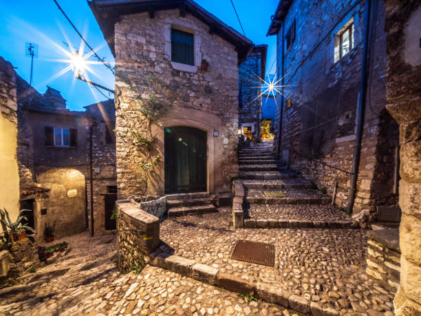 istock Historical center of Labro at night 2168210485