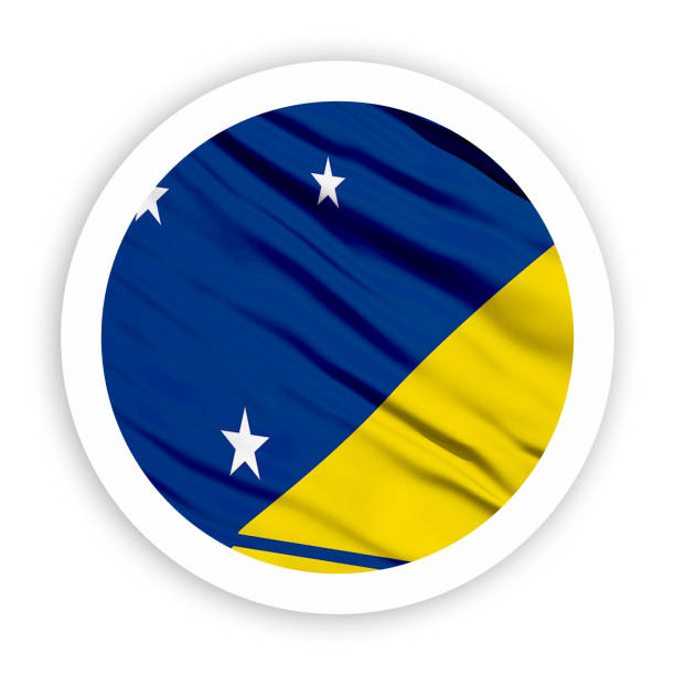 Waving Flag with White Rounded Circle Frame