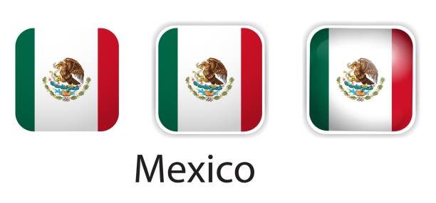 istock Mexico flag vector icons set in the shape of rounded square 2168216093