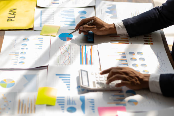 istock Statistical analysis of financial data, Analyzing business and investment charts, accounting finance. Analyzing finance numbers, accounting for income and expenses, and planning financial budgets. 2168221006