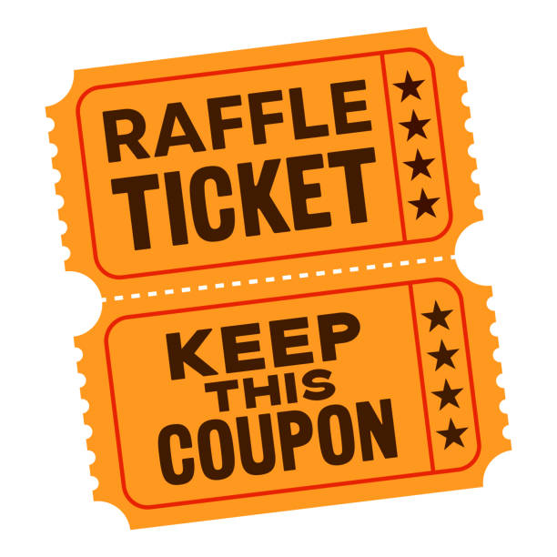 Raffle Ticket Retro raffle event ticket angled design element. raffle-ticket stock illustrations