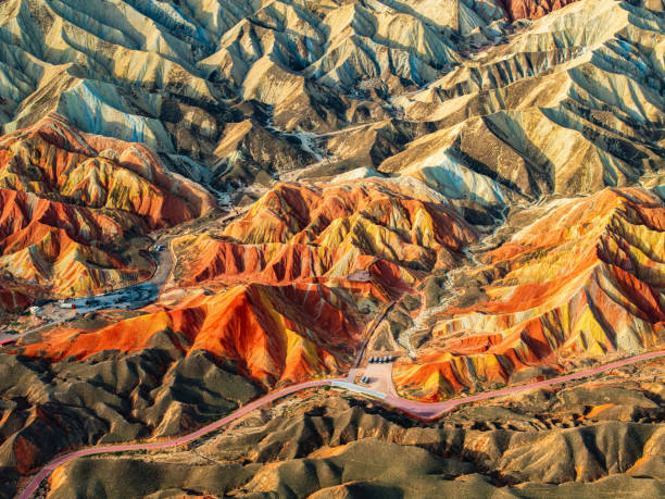Colorful Danxia Landform Danxia Landform, Colorful Danxia, Gansu, China zhangye danxia geopark china stock pictures, royalty-free photos & images
