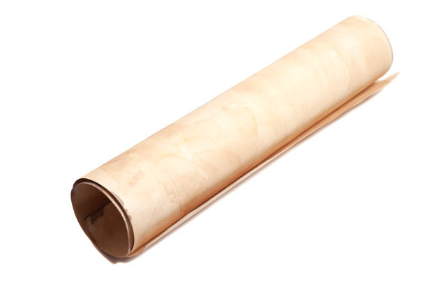 Scroll of vintage paper isolated on white.
