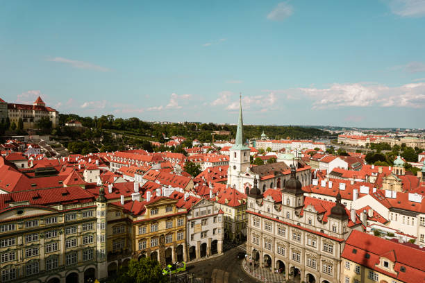 High angle view of townscape against sky