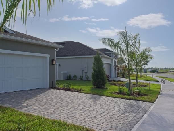 istock Recently completed Florida new home construction with driveway pavers 2168250827
