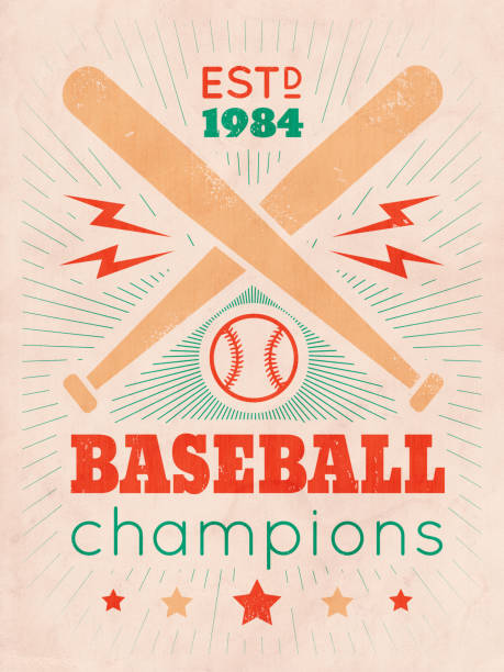 Sport poster for baseball with bats and ball. Vintage poster for baseball.