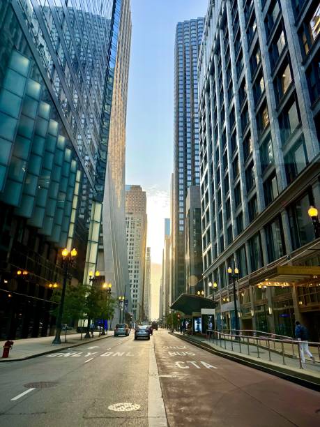 istock Streets of Chicago Loop at sunset 2168259438