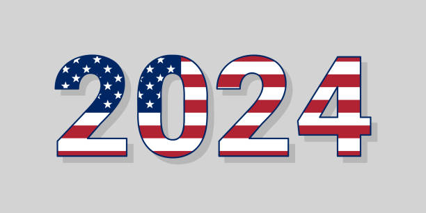 istock 2024 numbers in american flag colors, USA Presidential Elections Event, vector design element 2168265077