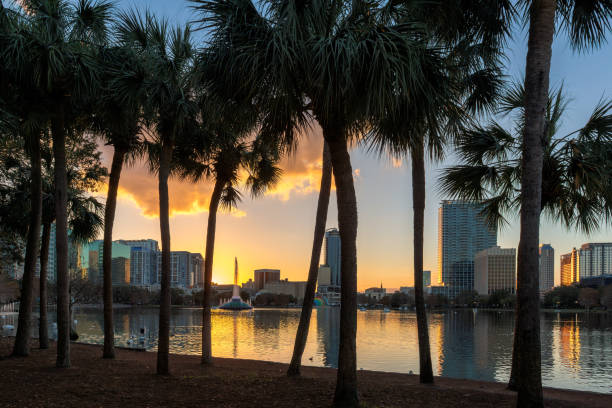 istock Orlando city skyline at sunset, Florida 2168268024
