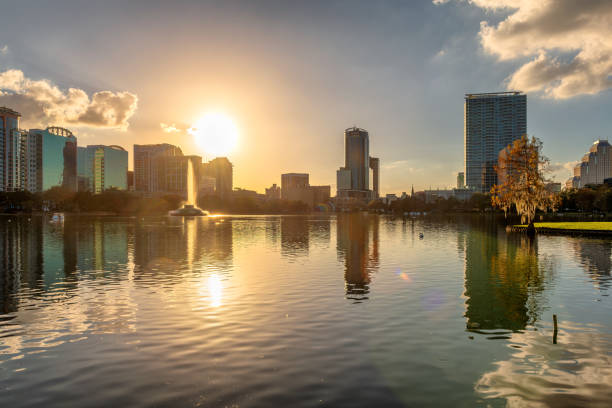 istock Orlando city skyline at sunset, Florida 2168268059