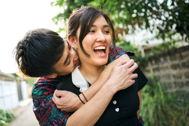 istock Romantic young couple having fun in the city 2168277574