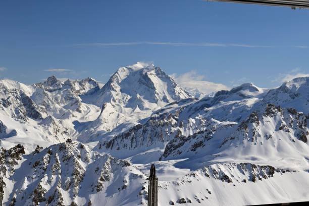 Winter mountain peaks in the Three Valleys region