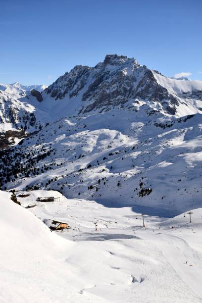 Winter mountain peaks in the Three Valleys region