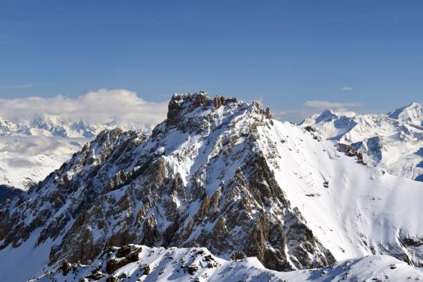 Winter mountain peaks in the Three Valleys region