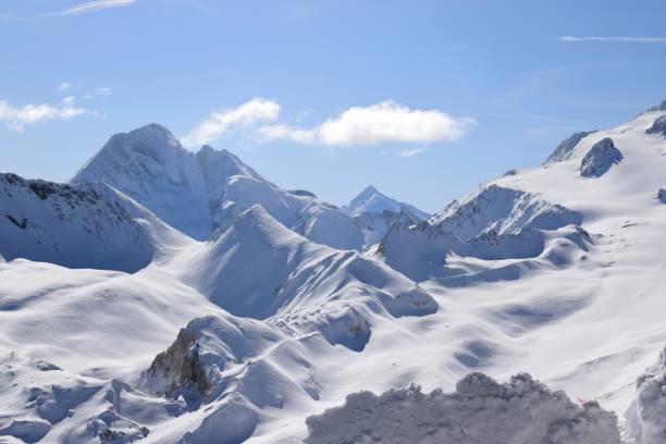 Winter mountain peaks in the Three Valleys region