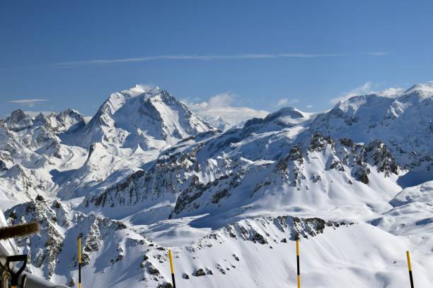 Winter mountain peaks in the Three Valleys region