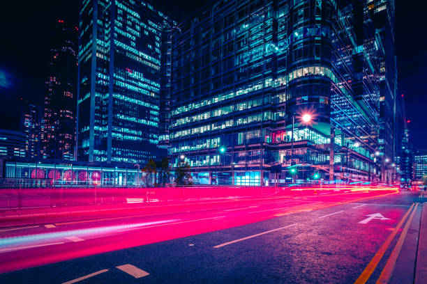 istock Canary Wharf financial district at night 2168286968