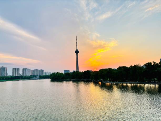 istock Sunset View With Beautiful River and Tv Tower in Beijing China . 2168290137