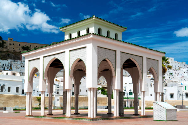 White buildings in Tetouan, Morocco on a sunny day,