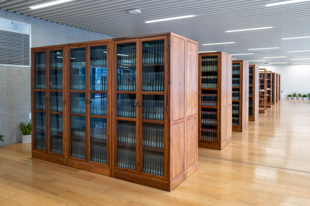 istock The bookshelf in the library is filled with bookshelves 2168307191