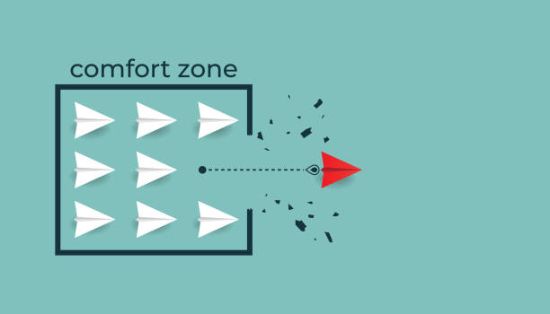 istock Leaving or breaking comfort zone to the growth zone concept with paper planes symbol 2168310193