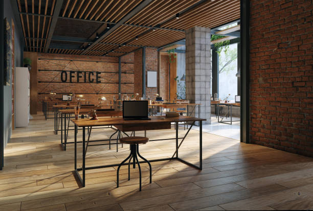 istock open office space with wooden floors and brick walls 2168320265