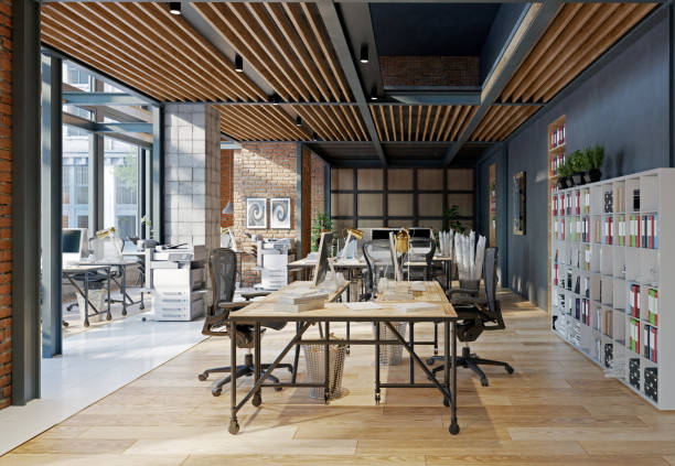 istock open office space with wooden floors and brick walls 2168320273