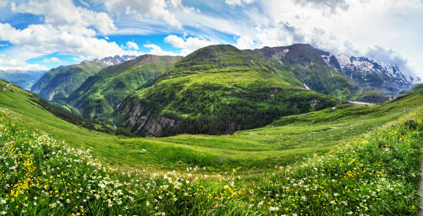 Mountain panoramic view from Grossglockner High Alpine Road in the austrian Alps