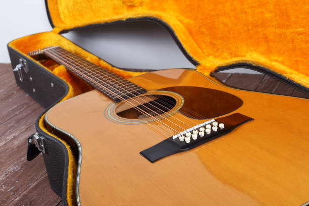 istock Musical instrument - Fragment Vintage twelve-string acoustic guitar in hard case 2168330574