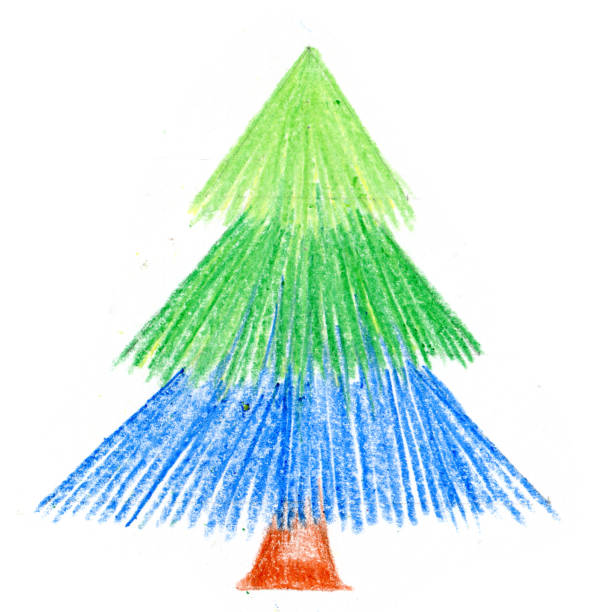 istock Children's drawing of a new year tree. Pensil drawing.A SPRUCE TREE DRAWN WITH A PENCIL 2168334265