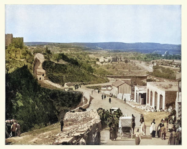 The road from Jerusalem to Bethlehem, Vintage photograph 19th Century