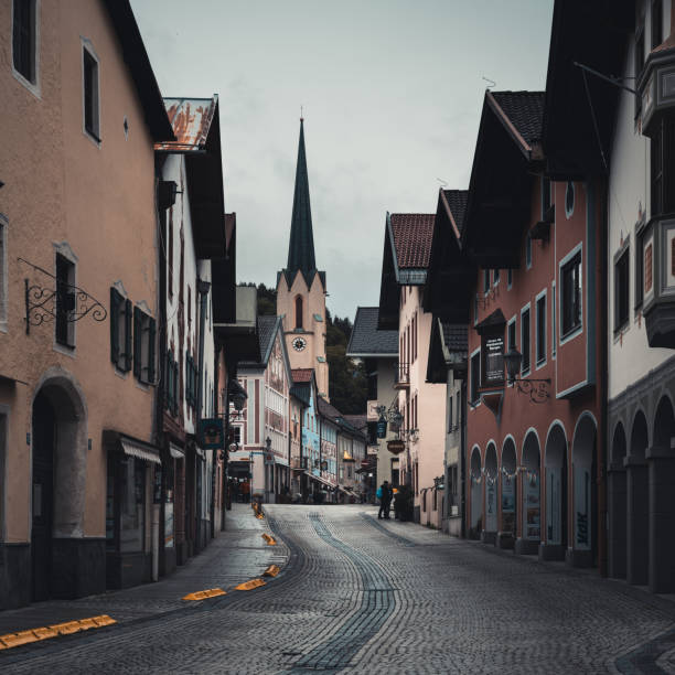 town view of partenkirchen - a tranquil little town in Bavaria - Germany. located in a ski resort near the zugspitze
