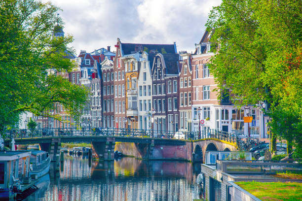 istock Houses and bridge in Amsterdam 2168357882