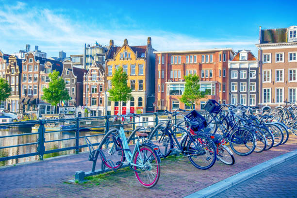 istock Houses and bridge in Amsterdam 2168357938