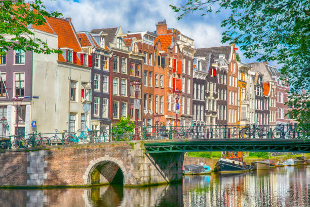 istock Houses and bridge in Amsterdam 2168357986