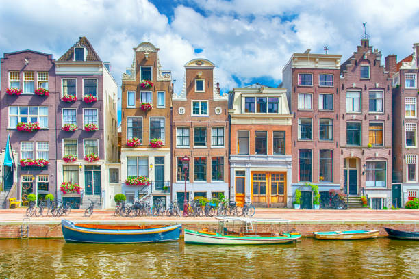 Old houses in downtown of Amsterdam, Netherlands