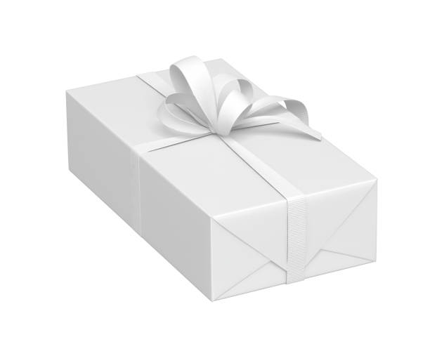 istock Blank Packed luxury gift box with ribbon box mock up isolated on white background 2168362421