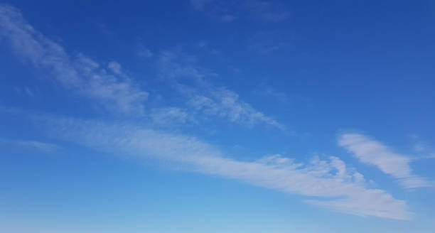 istock Perfect blue sunny sky background. Sky with little cloud and copy space 2168364118