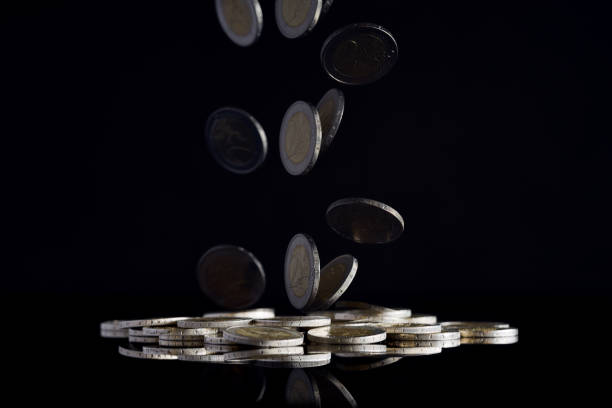 A 100 Euro bill on a black background folds into a staircase. / You can see the animation movie of this image from my iStock video portfolio. Video number: 2215464365