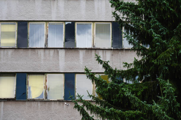 istock symmetrical facade of modern building with windows 2168375282