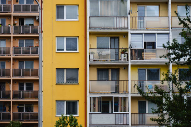urban apartment building with balconies